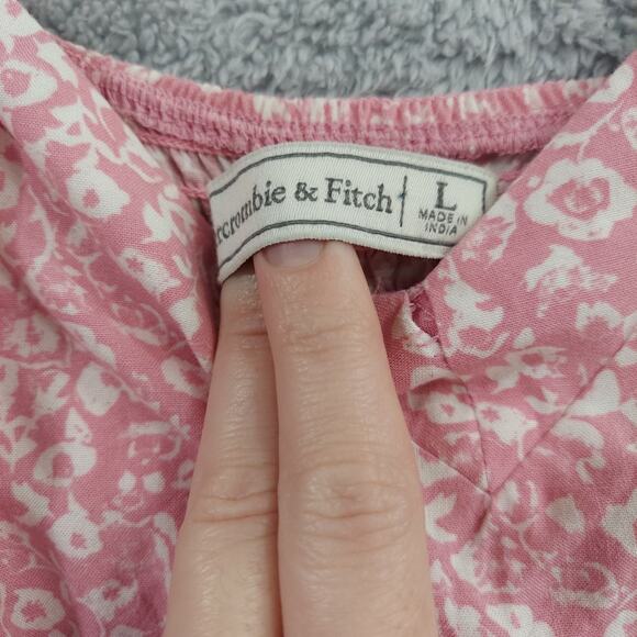 Abercrombie & Fitch Pink Floral Corset Puff Sleeve Top Cottagecore | Size Large - Picture 3 of 11